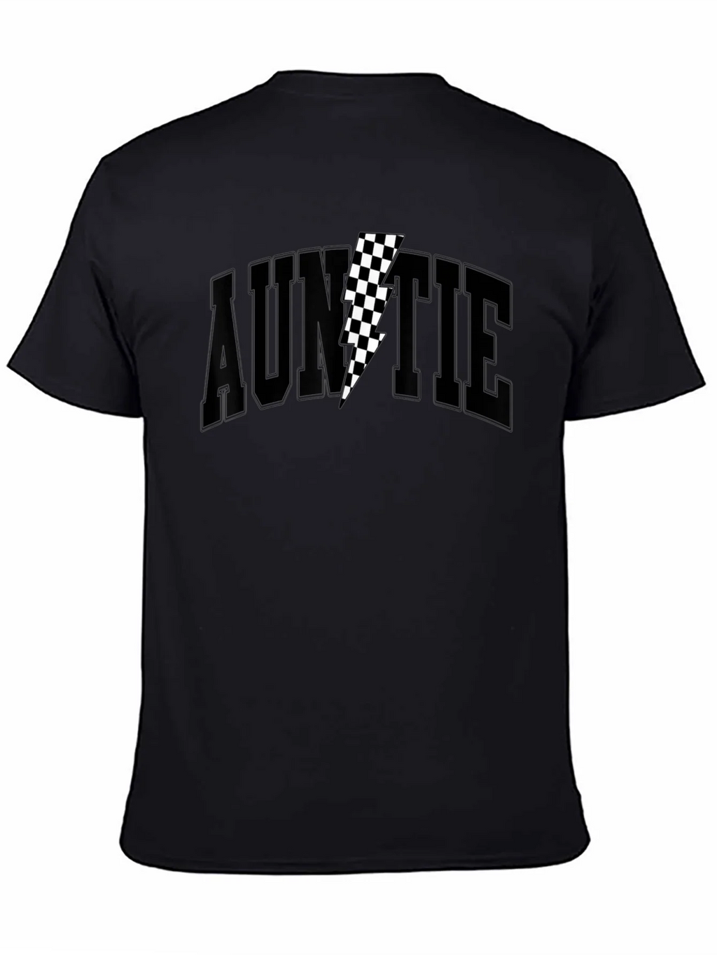 Auntie Black T-Shirt with Checkered Lightning Bolt product image 4