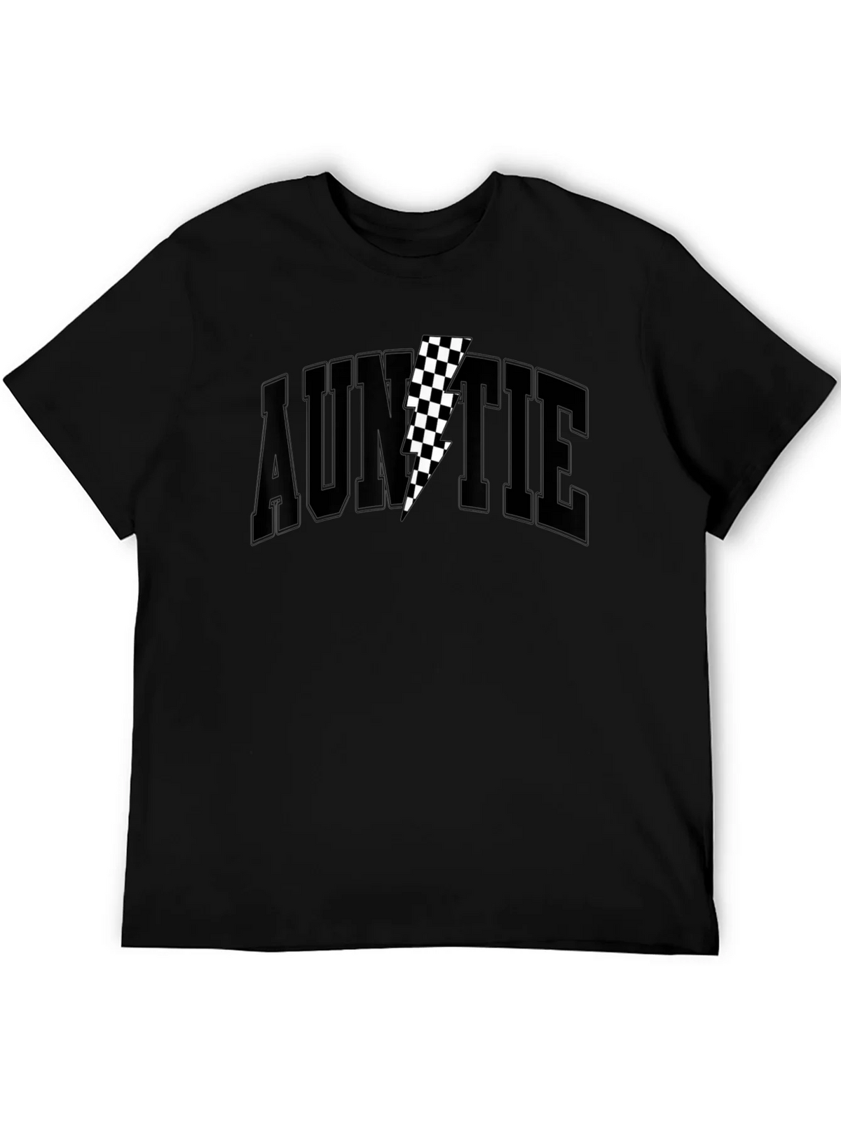 Auntie Black T-Shirt with Checkered Lightning Bolt product image 5