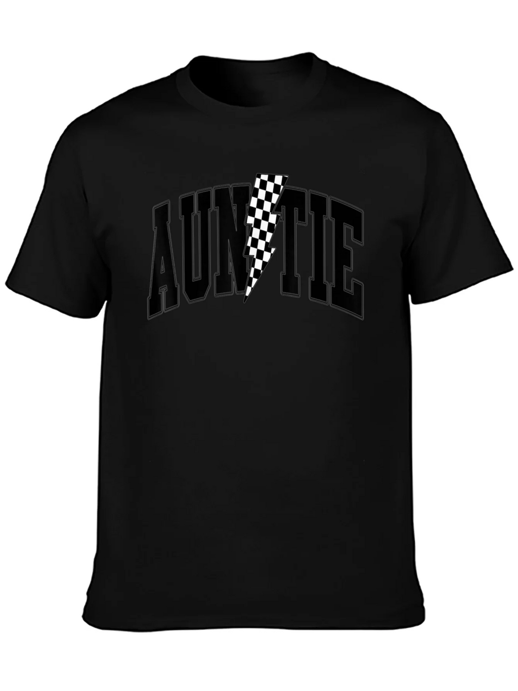 Auntie Black T-Shirt with Checkered Lightning Bolt product image 3