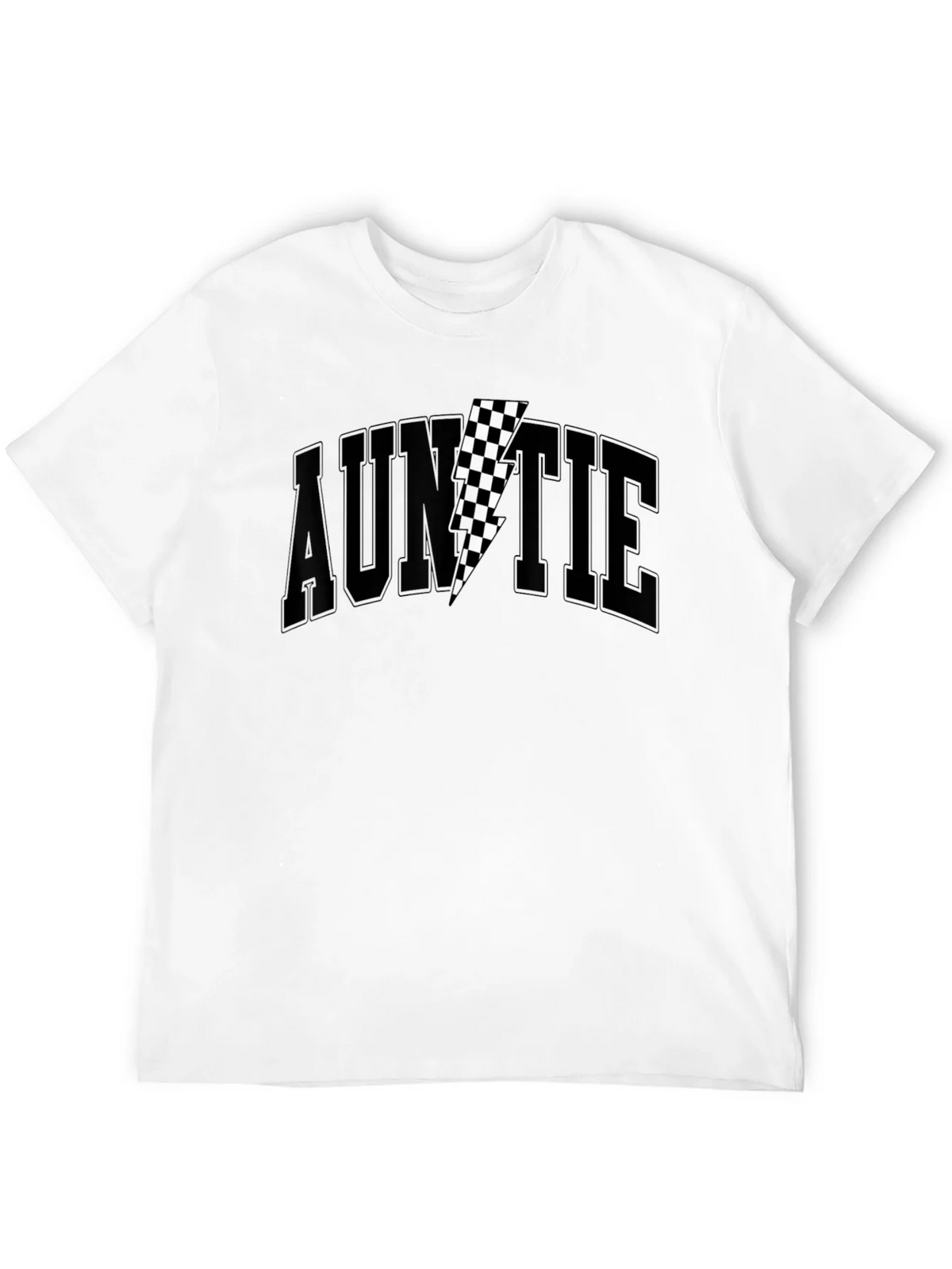 Auntie Black T-Shirt with Checkered Lightning Bolt product image 11