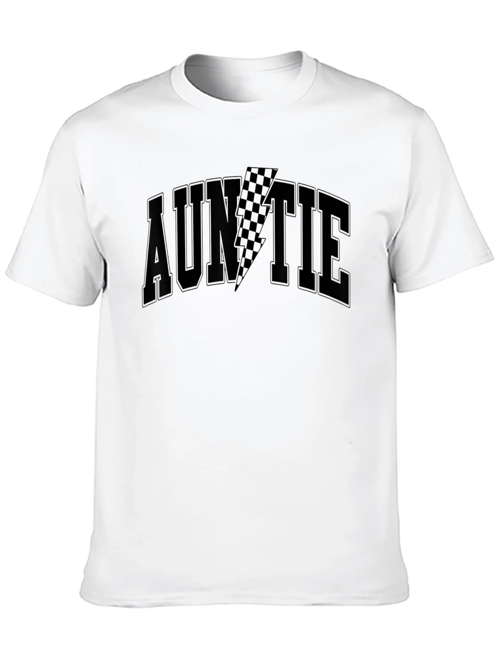 Auntie Black T-Shirt with Checkered Lightning Bolt product image 9