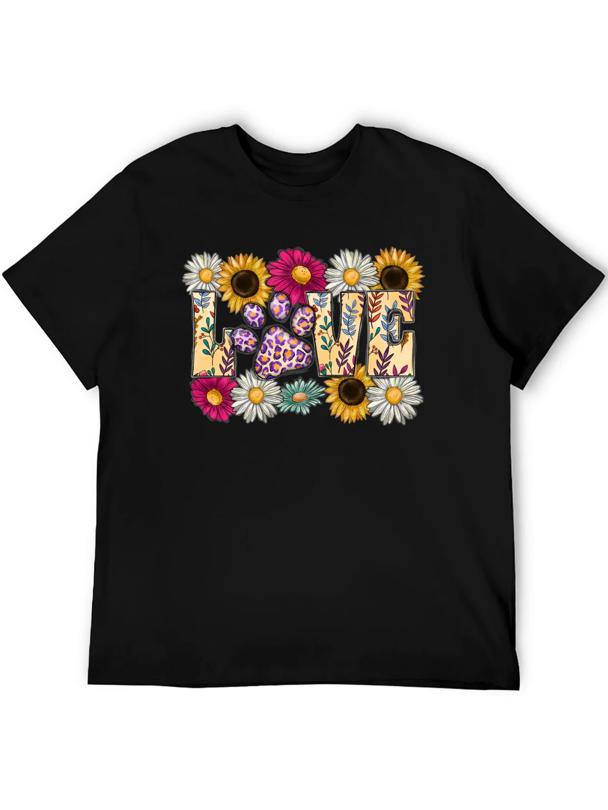 Floral Paw Print LOVE Graphic T-Shirt product image 5