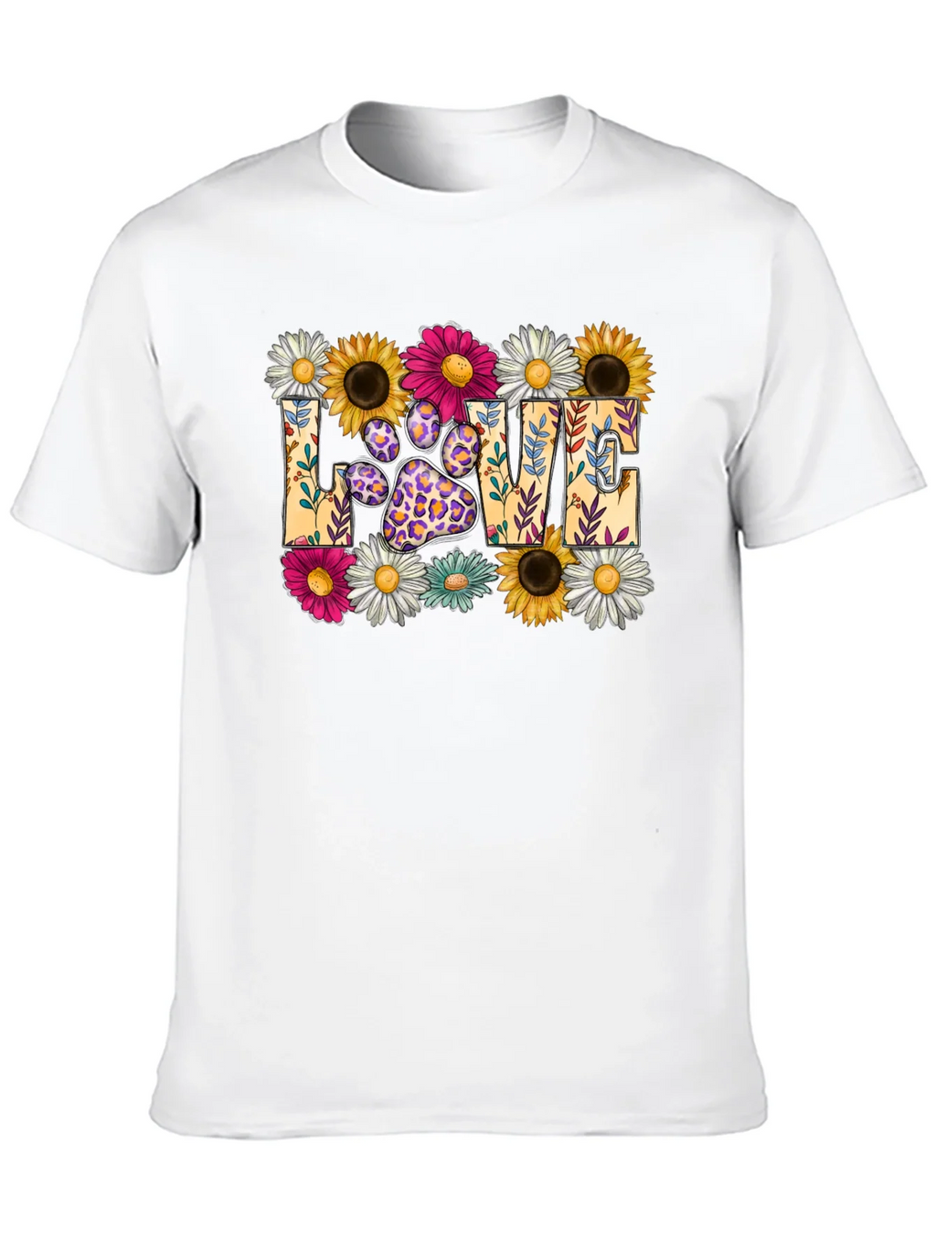 Floral Paw Print LOVE Graphic T-Shirt product image 9