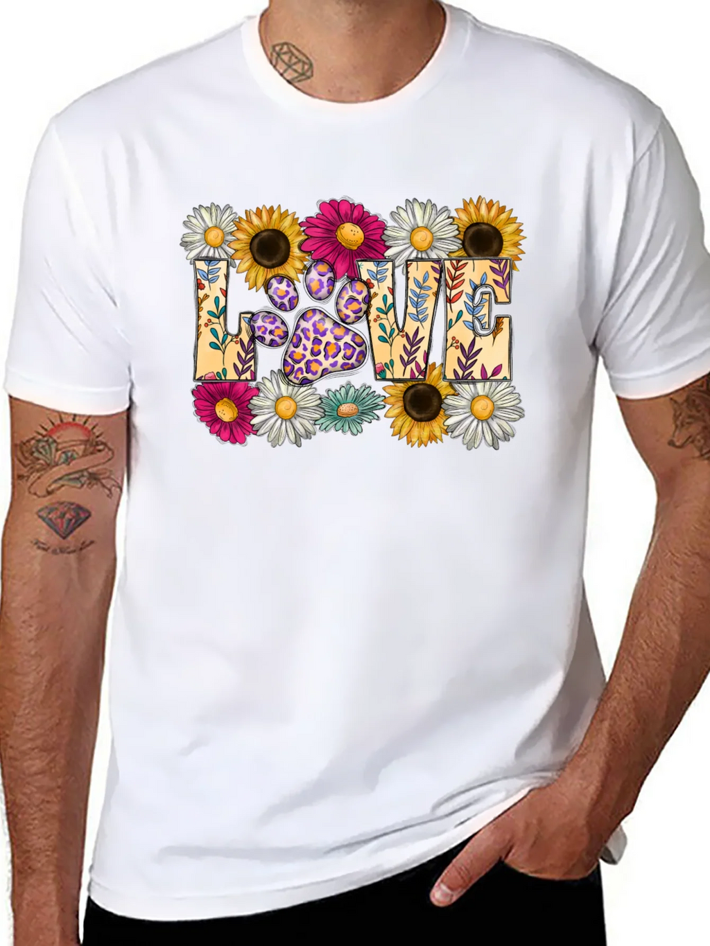 Floral Paw Print LOVE Graphic T-Shirt product image 7