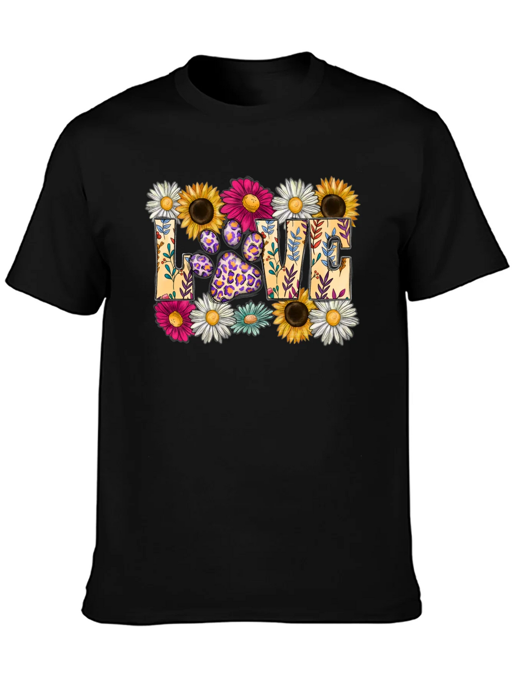 Floral Paw Print LOVE Graphic T-Shirt product image 3
