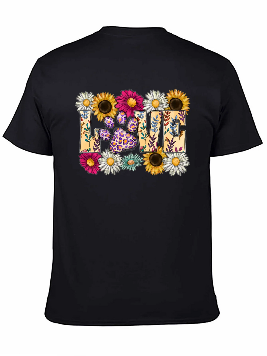 Floral Paw Print LOVE Graphic T-Shirt product image 4