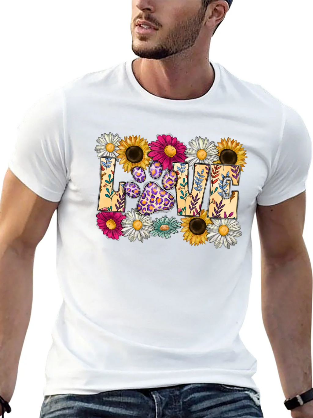 Floral Paw Print LOVE Graphic T-Shirt product image 12