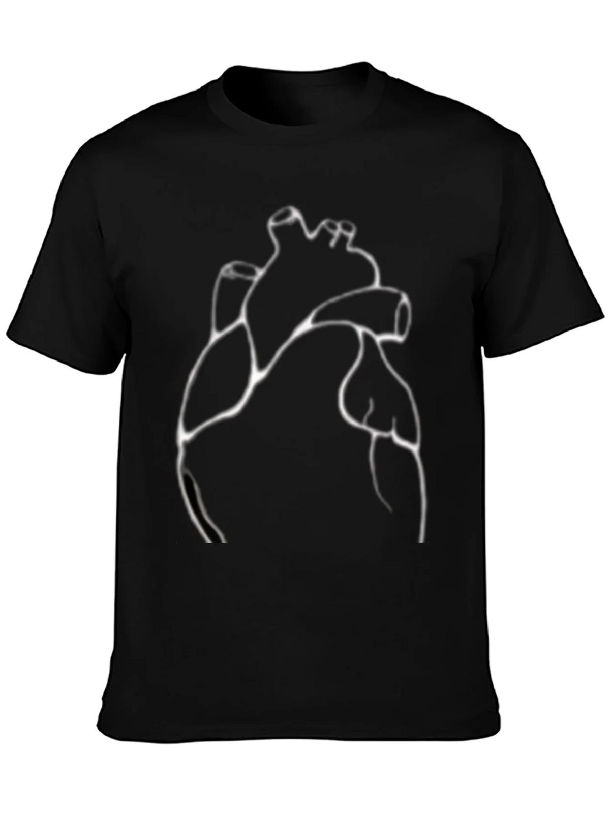 Anatomical Heart Line Art Black T-Shirt product image 3