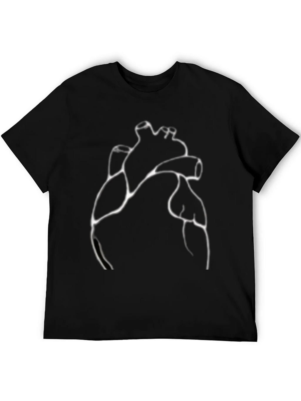 Anatomical Heart Line Art Black T-Shirt product image 5