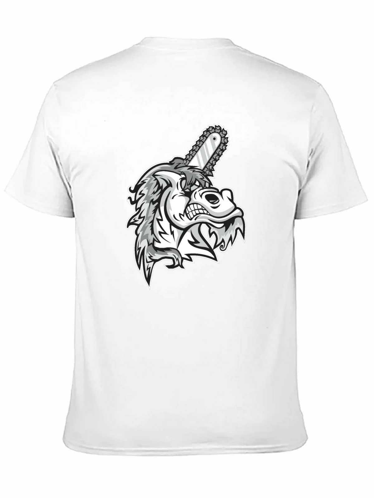 Mens Black Graphic Tee - Wolf with Chainsaw product image 10