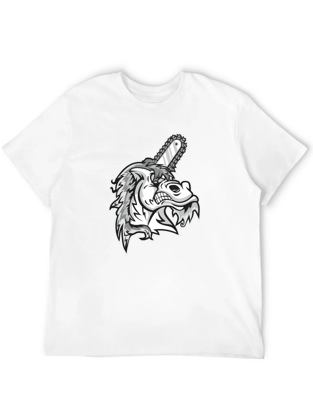 Mens Black Graphic Tee - Wolf with Chainsaw product image 11