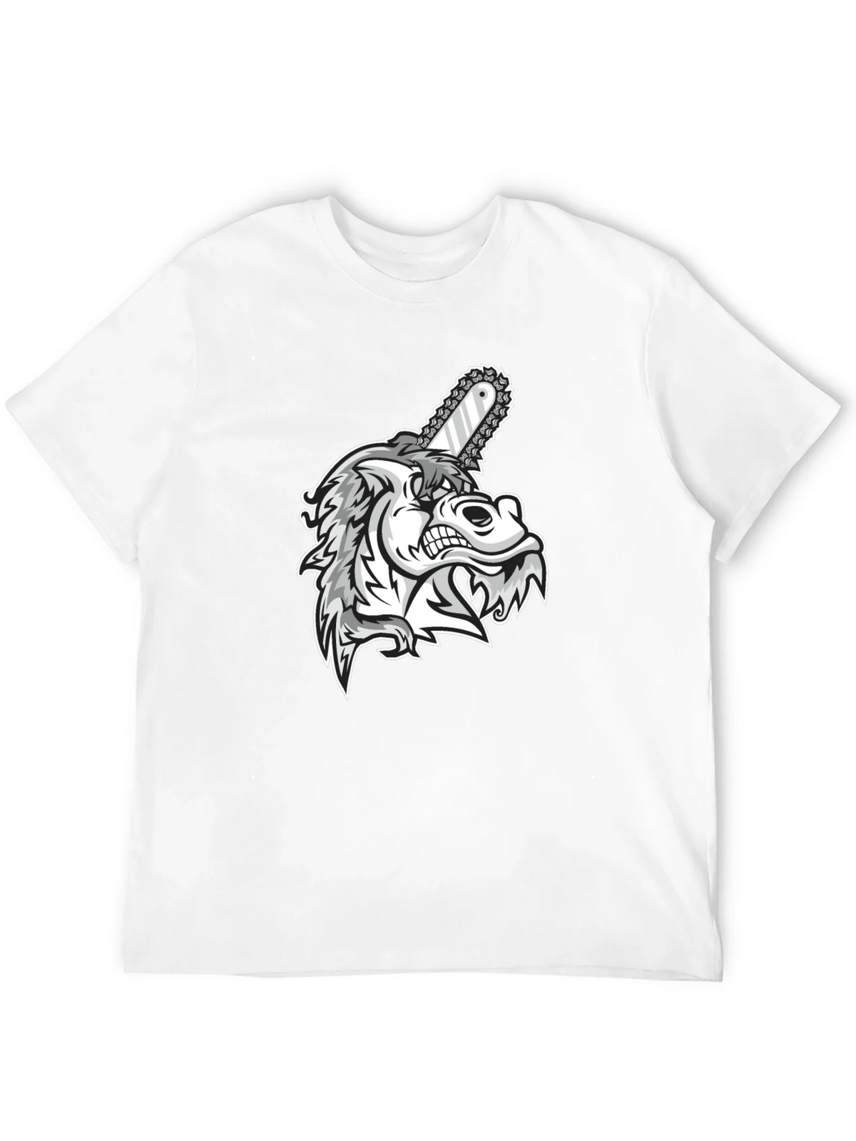 Mens Black Graphic Tee - Wolf with Chainsaw product image 11