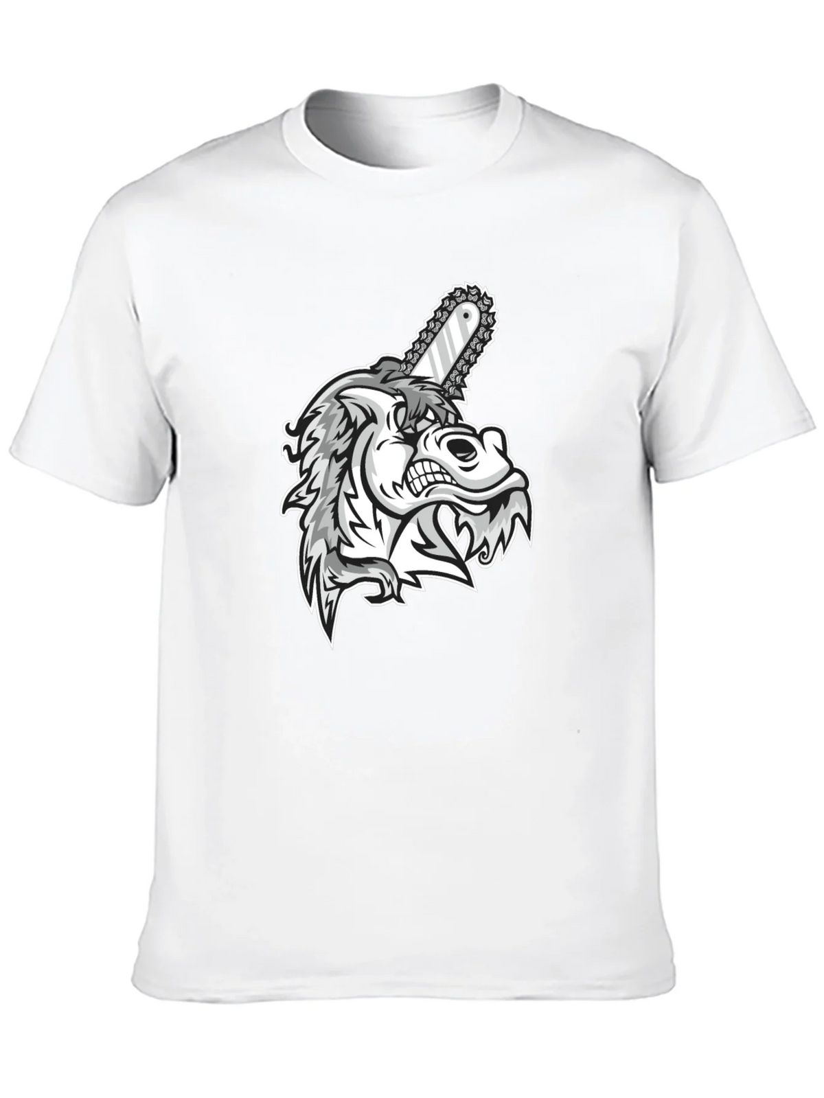 Mens Black Graphic Tee - Wolf with Chainsaw product image 9