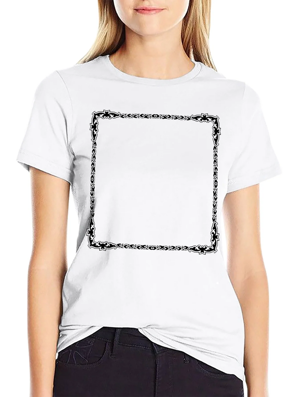 Black T-Shirt with Decorative Square Design product image 8