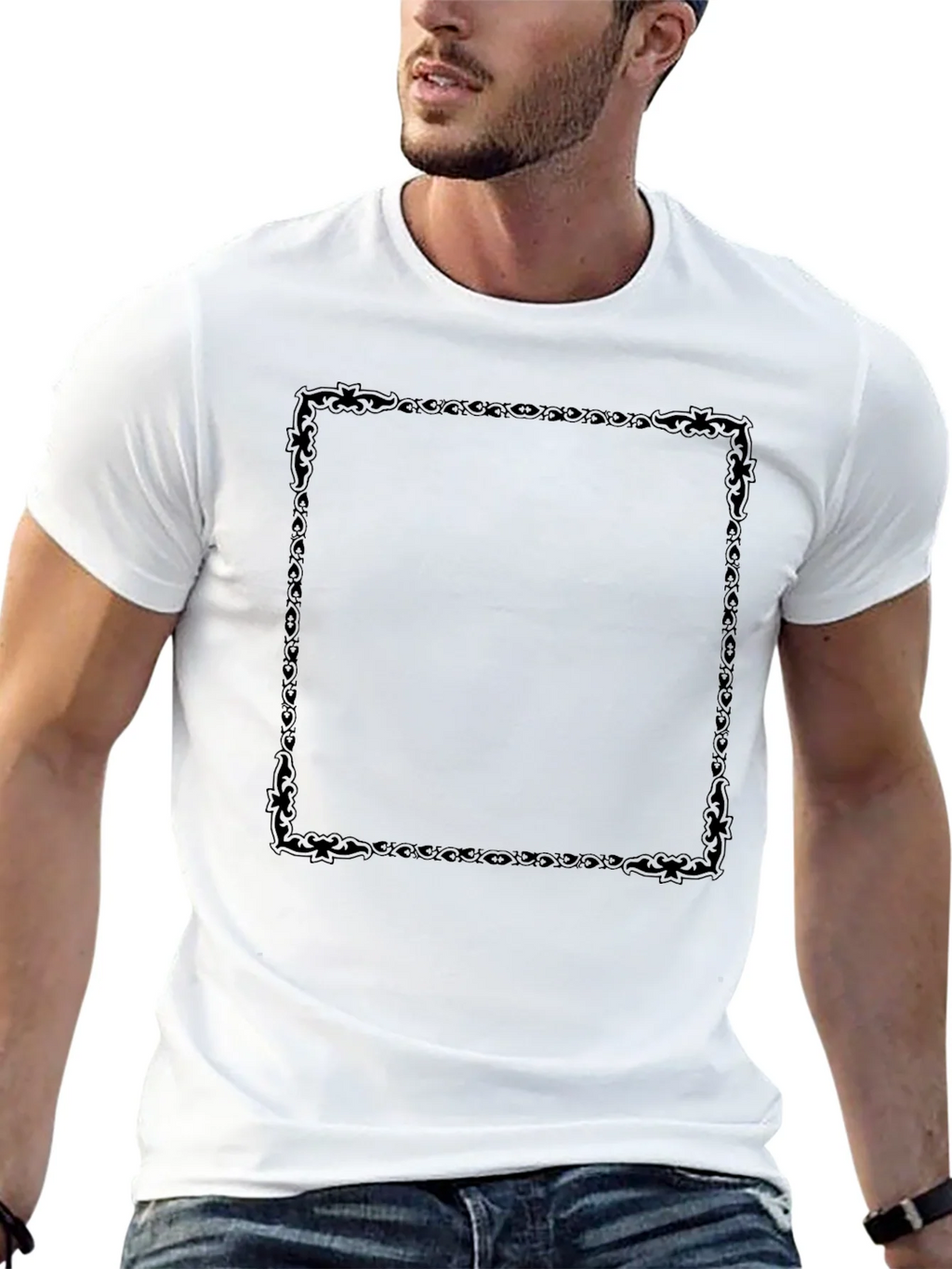 Black T-Shirt with Decorative Square Design product image 12