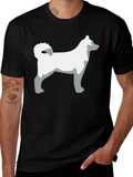 Husky Dog Graphic Tee - Black Cotton Casual T-Shirt product image 1