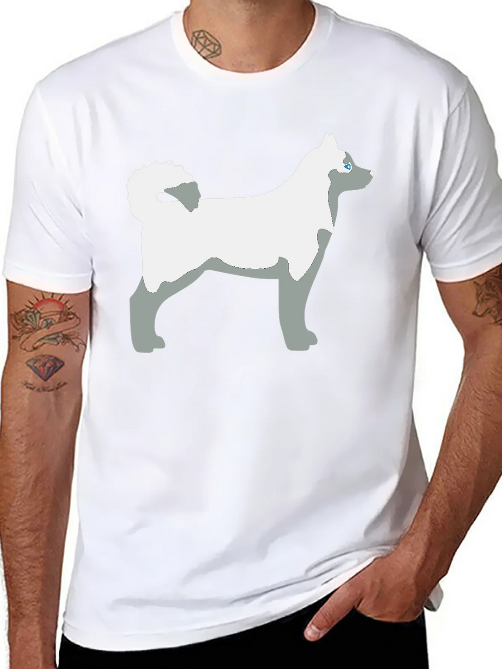 Husky Dog Graphic Tee - Black Cotton Casual T-Shirt product image 7