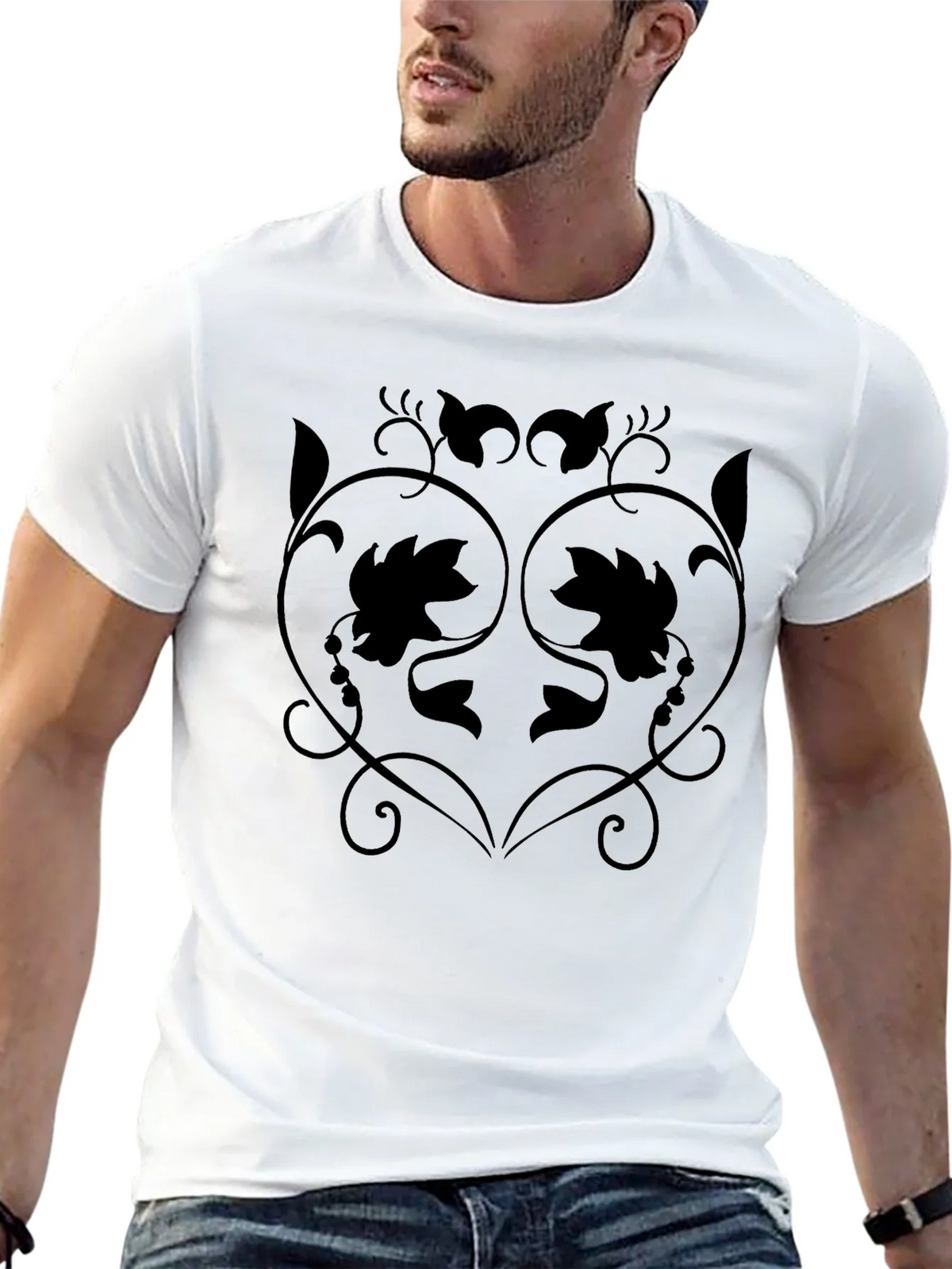 Stylish Black T-Shirt with Floral Vine Design product image 12