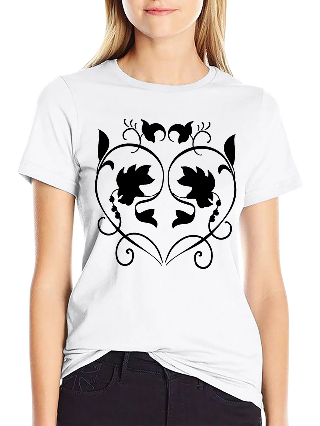 Stylish Black T-Shirt with Floral Vine Design product image 8