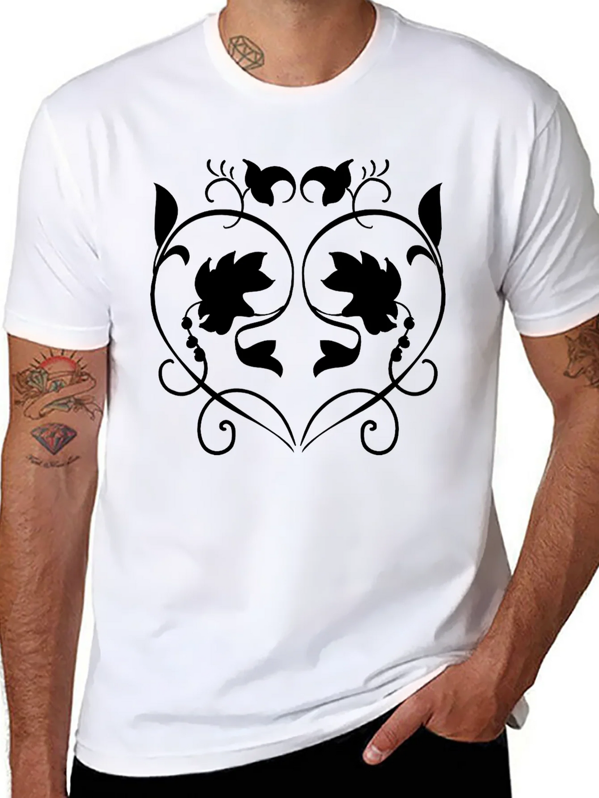Stylish Black T-Shirt with Floral Vine Design product image 7