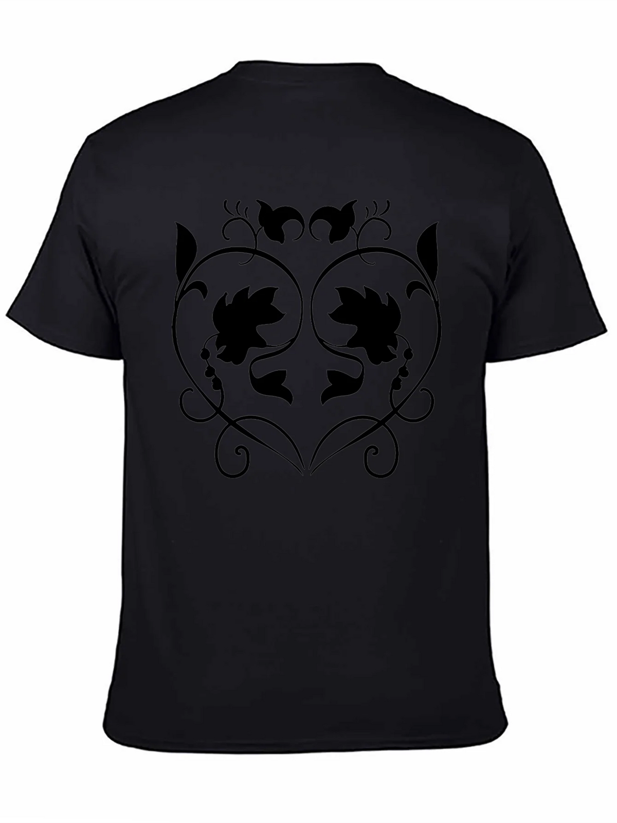 Stylish Black T-Shirt with Floral Vine Design product image 4