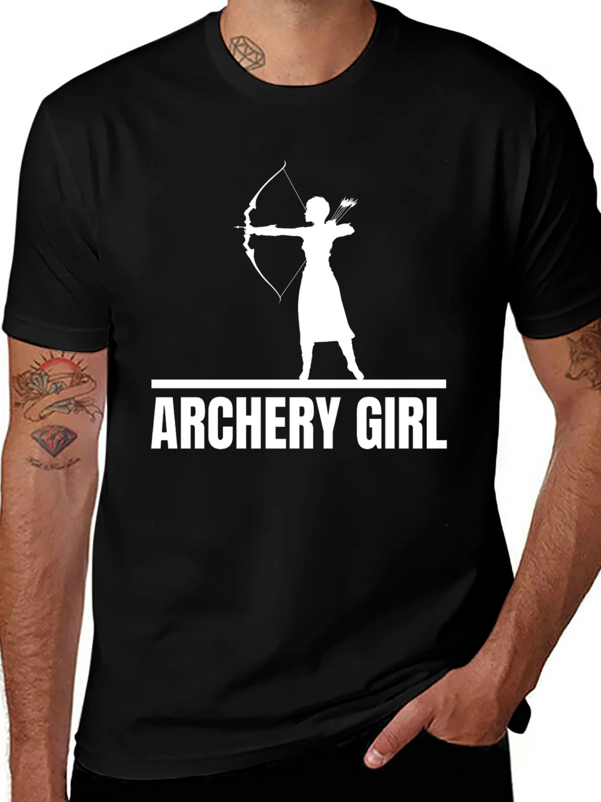 Archery Girl Graphic Tee - Black Cotton T-Shirt product image 1