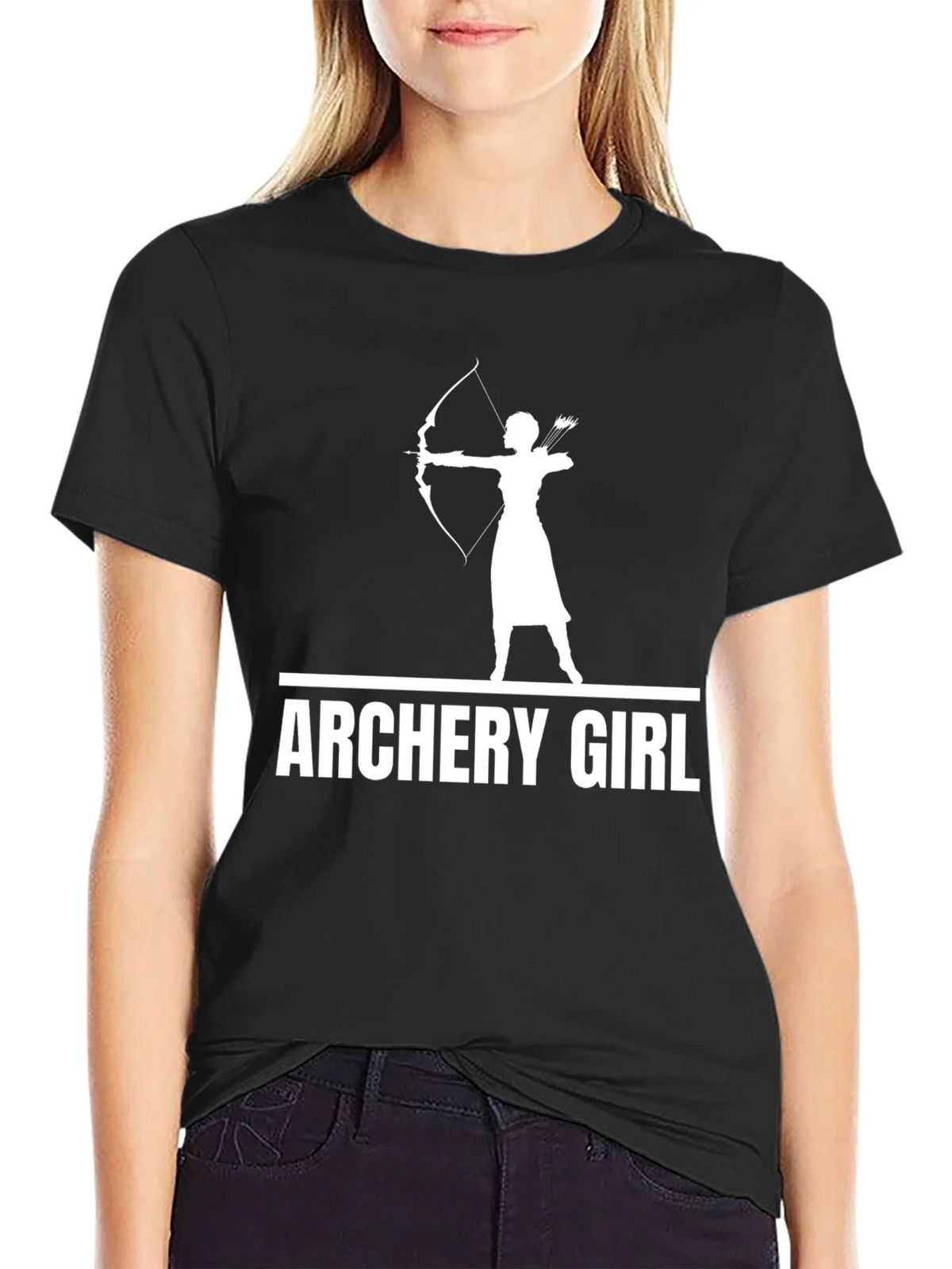 Archery Girl Graphic Tee - Black Cotton T-Shirt product image 2