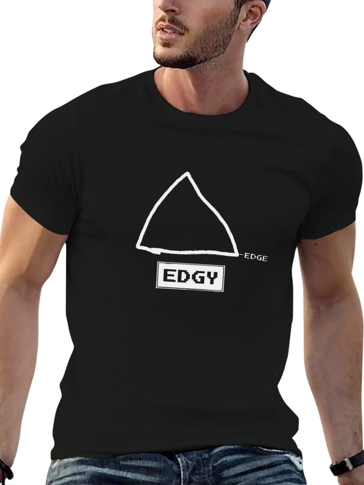 Edgy Graphic Tee - Black Cotton T-Shirt product image 6