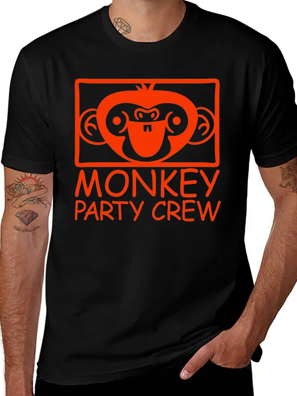 Monkey Party Crew Graphic Tee - Black product image 1