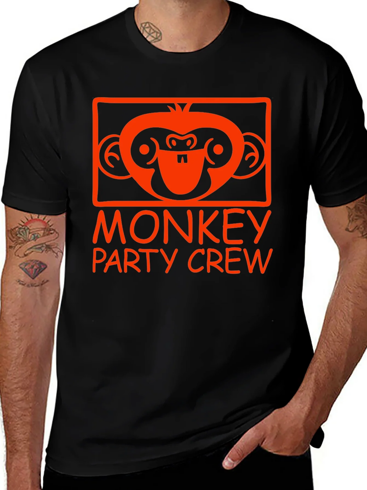 Monkey Party Crew Graphic Tee - Black product image 1