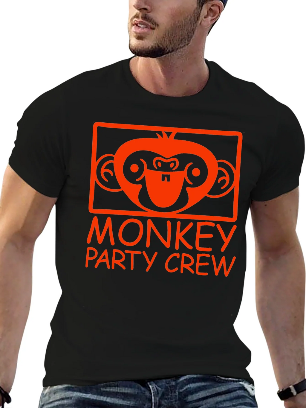 Monkey Party Crew Graphic Tee - Black product image 6