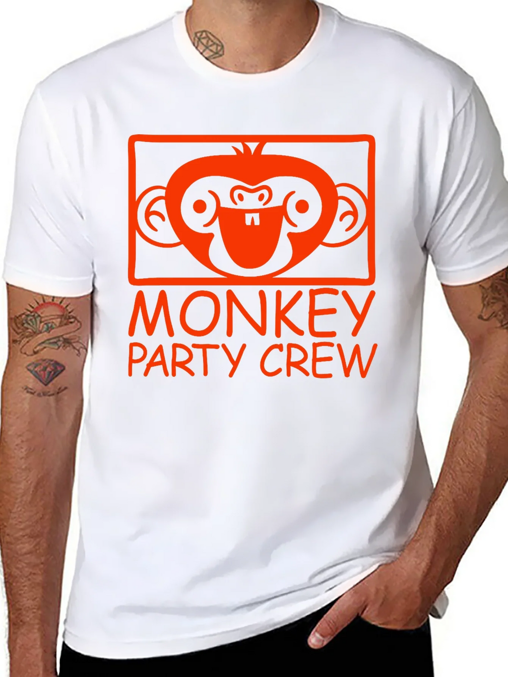 Monkey Party Crew Graphic Tee - Black product image 7