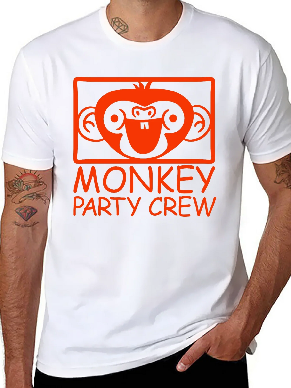 Monkey Party Crew Graphic Tee - Black product image 7
