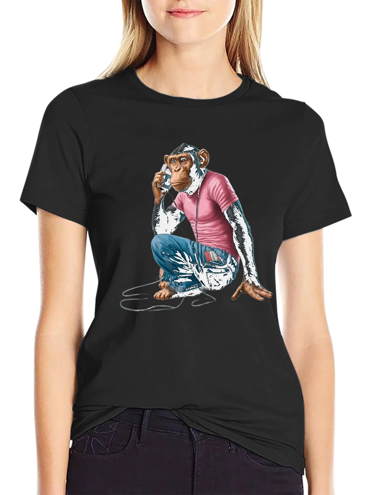 Chimpanzee Phone Call Graphic T-Shirt product image 2