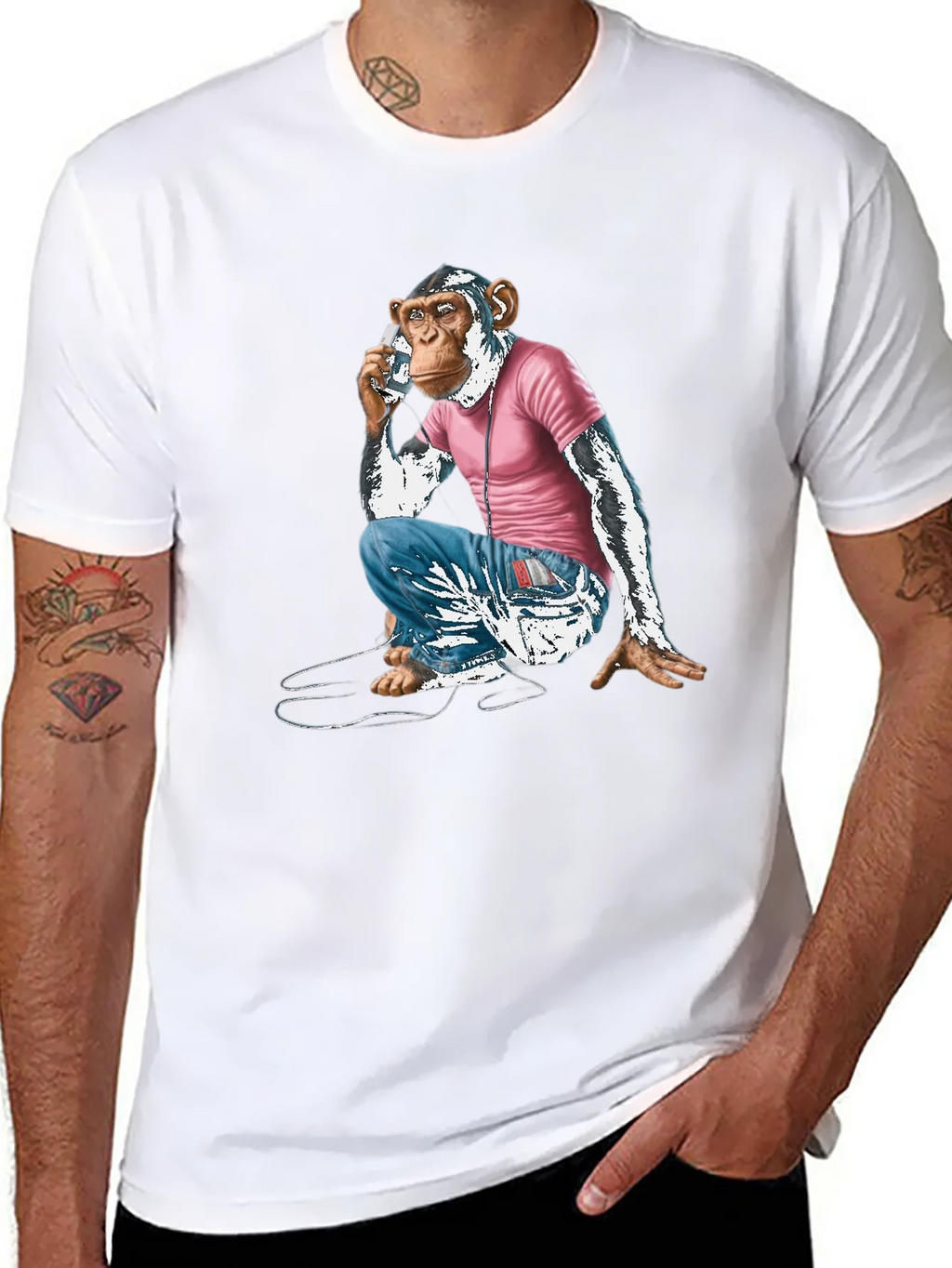 Chimpanzee Phone Call Graphic T-Shirt product image 7