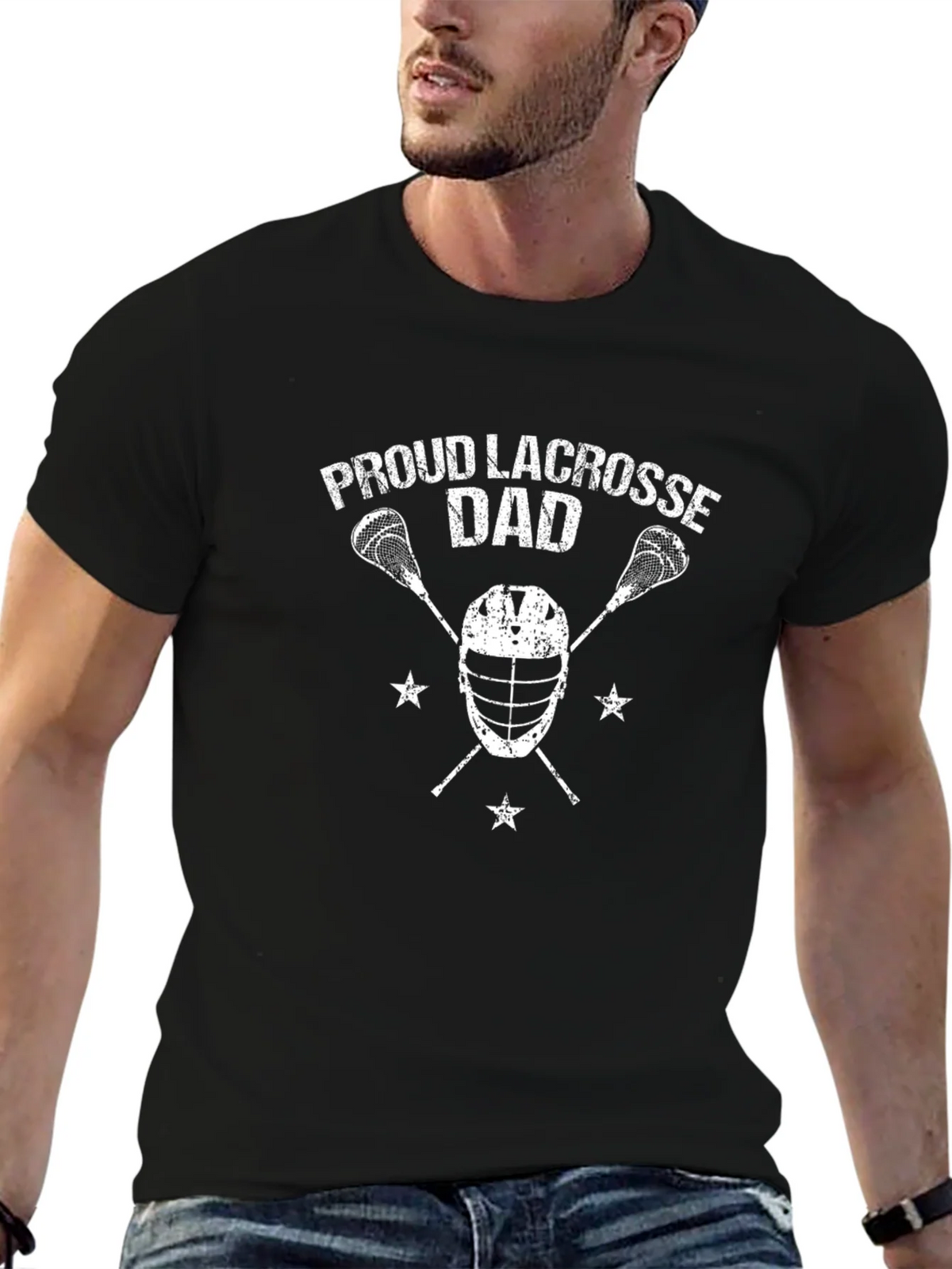 Proud Lacrosse Dad Black T-Shirt product image 6