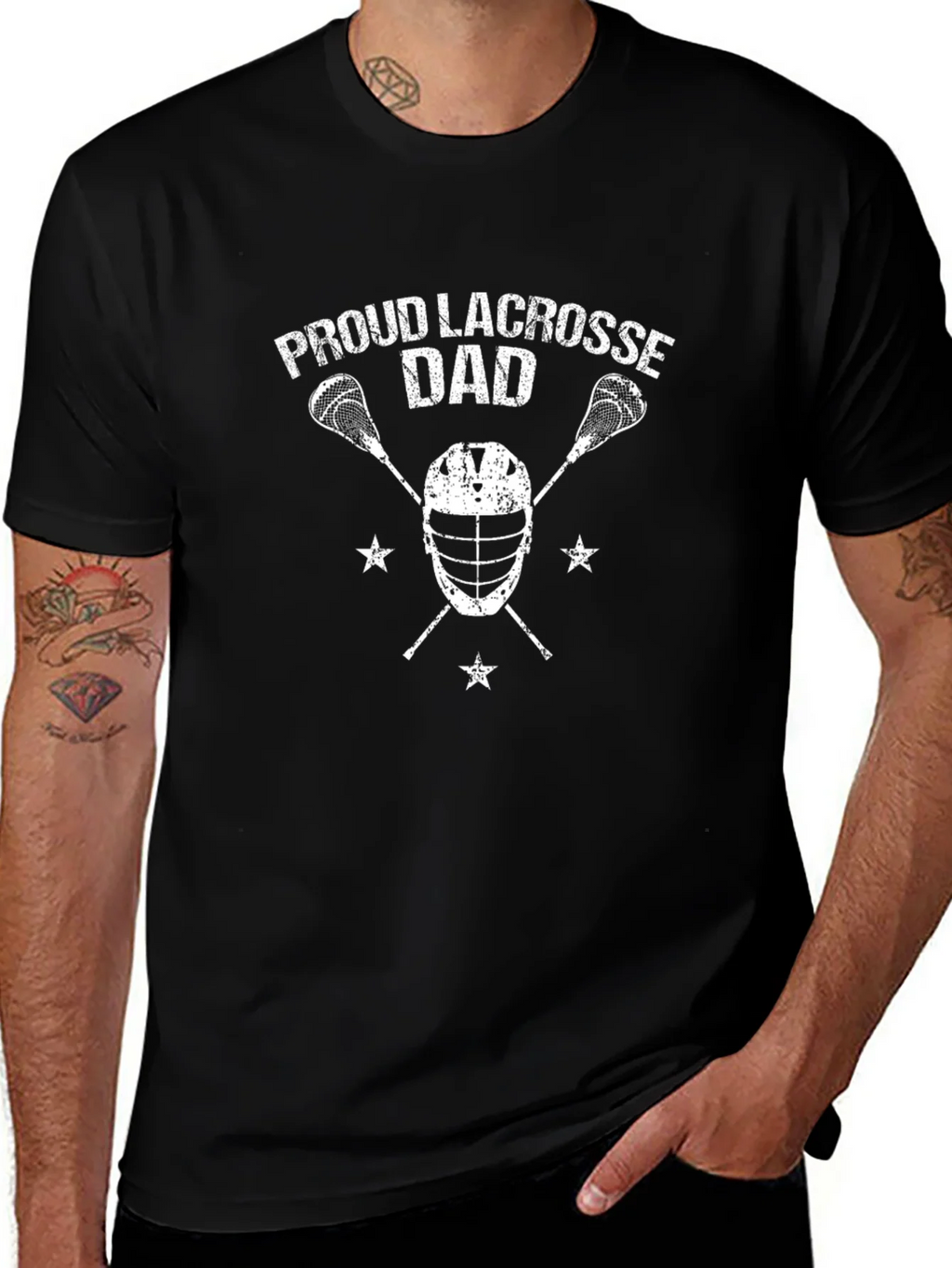 Proud Lacrosse Dad Black T-Shirt product image 1