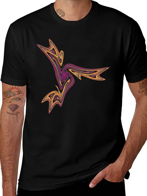 Abstract Swirl Graphic Tee - Black Casual T-Shirt product image 1