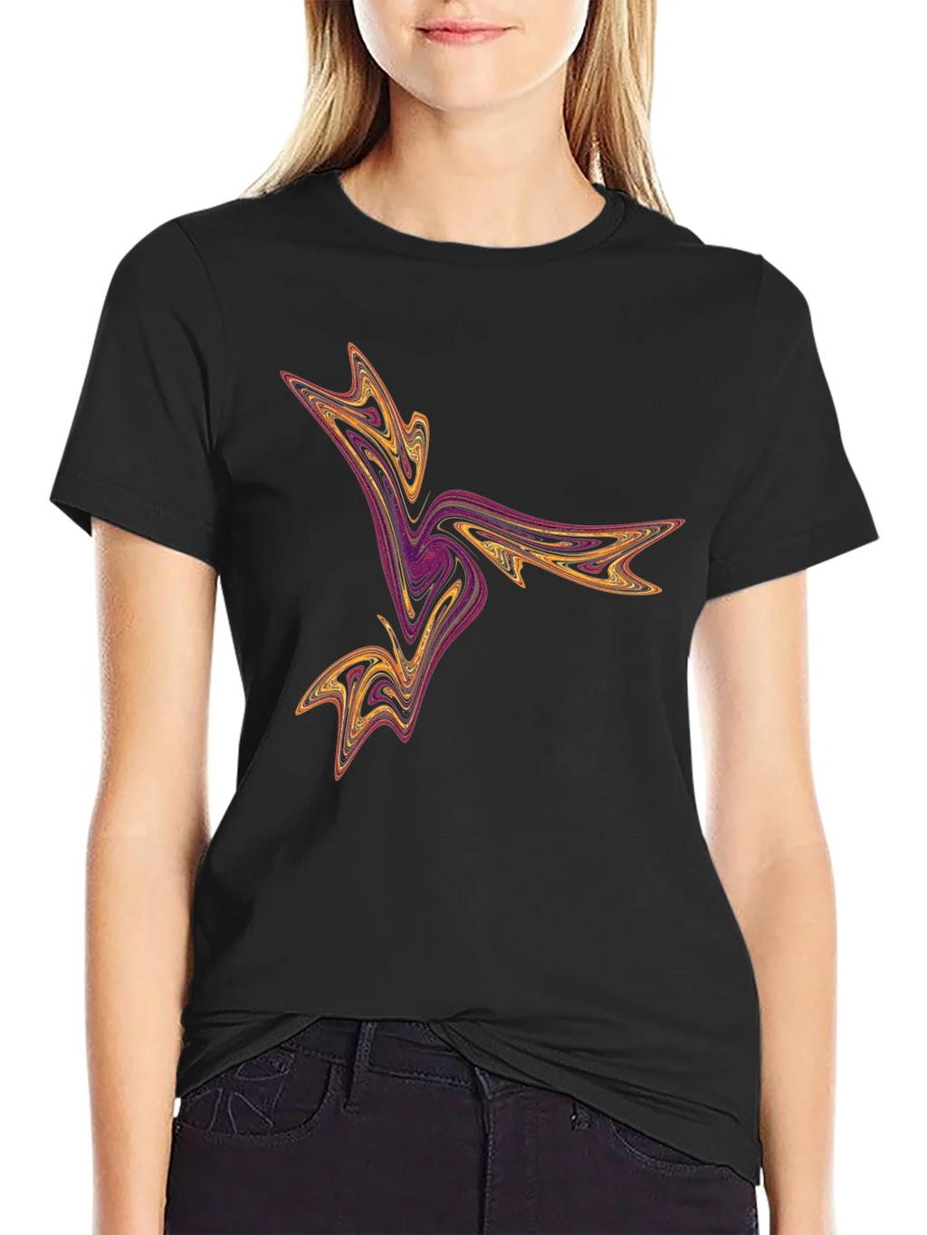 Abstract Swirl Graphic Tee - Black Casual T-Shirt product image 2