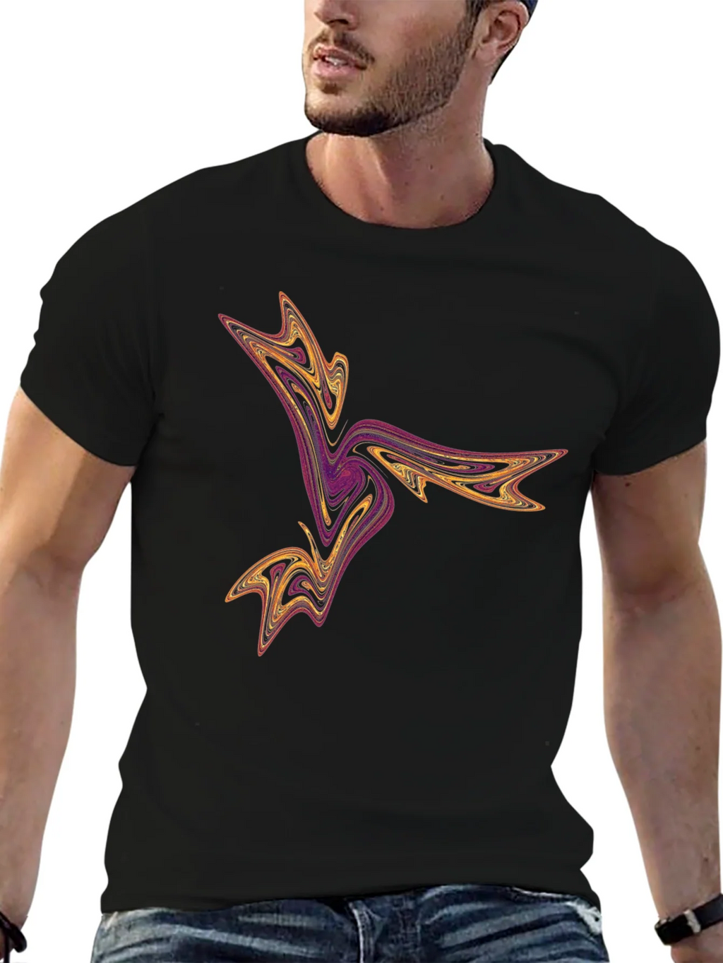 Abstract Swirl Graphic Tee - Black Casual T-Shirt product image 6