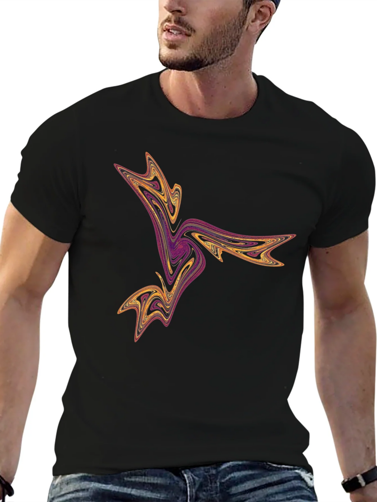 Abstract Swirl Graphic Tee - Black Casual T-Shirt product image 6