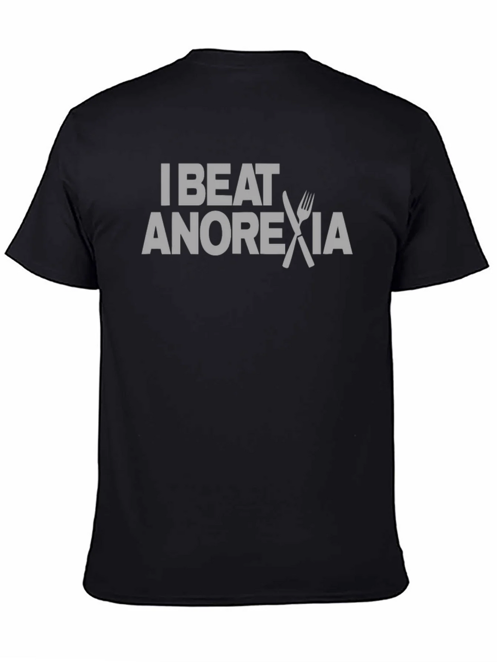 I Beat Anorexia Graphic Tee - Black Crew Neck T-Shirt product image 4