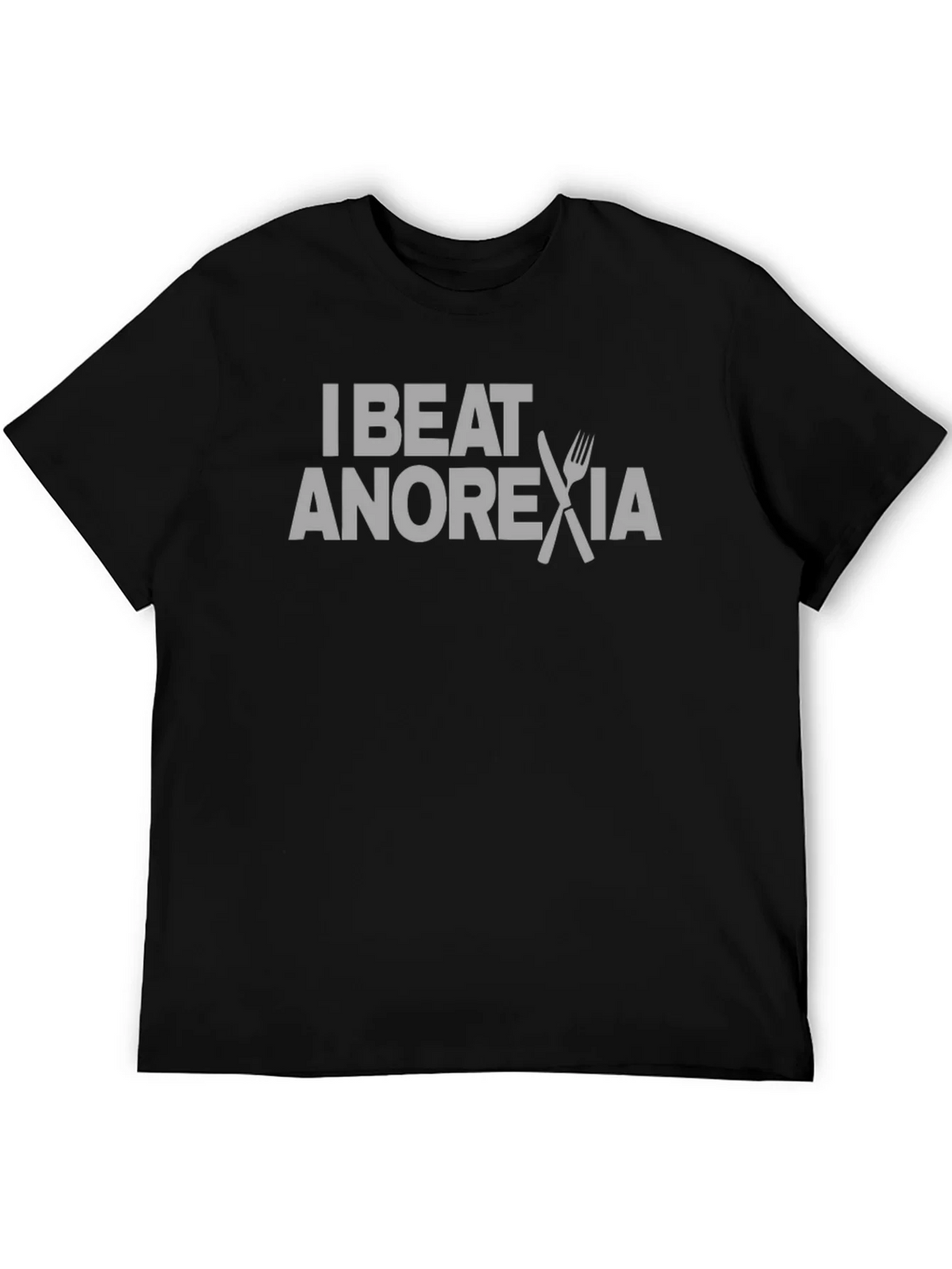 I Beat Anorexia Graphic Tee - Black Crew Neck T-Shirt product image 5