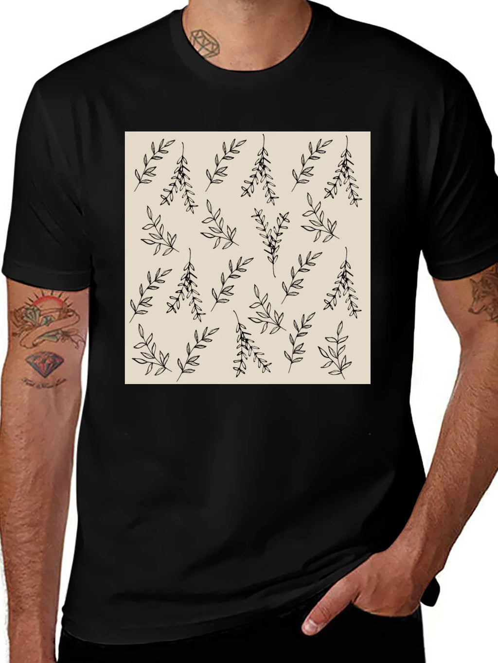 Botanical Print Crew Neck T-Shirt product image 1
