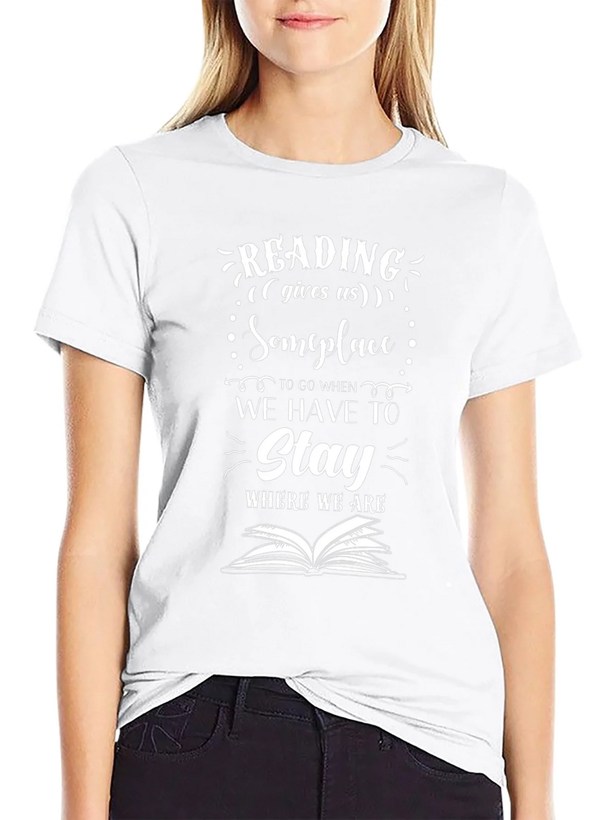 Reading Gives Us Someplace Black Graphic Tee product image 8
