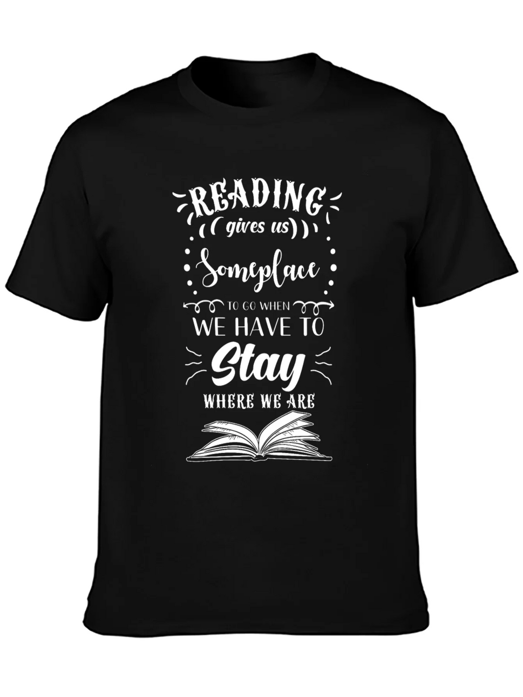 Reading Gives Us Someplace Black Graphic Tee product image 3