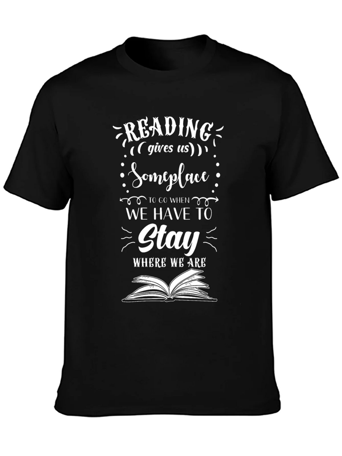 Reading Gives Us Someplace Black Graphic Tee product image 3