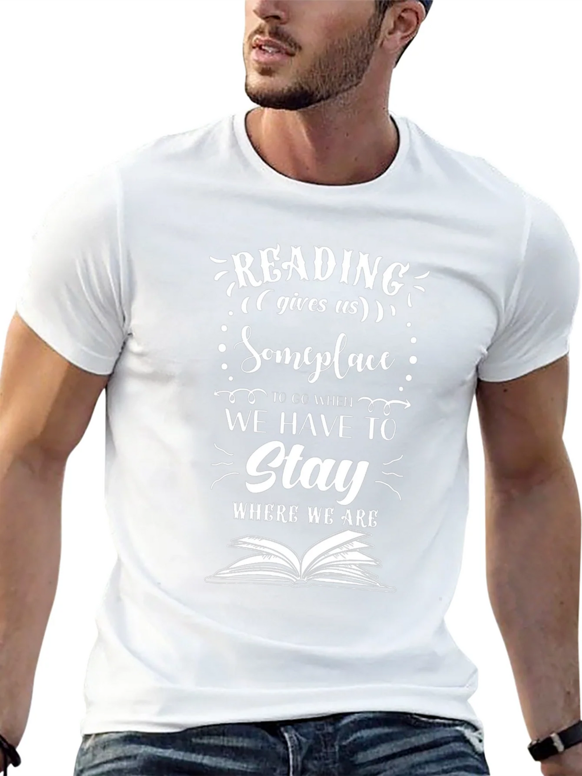 Reading Gives Us Someplace Black Graphic Tee product image 12