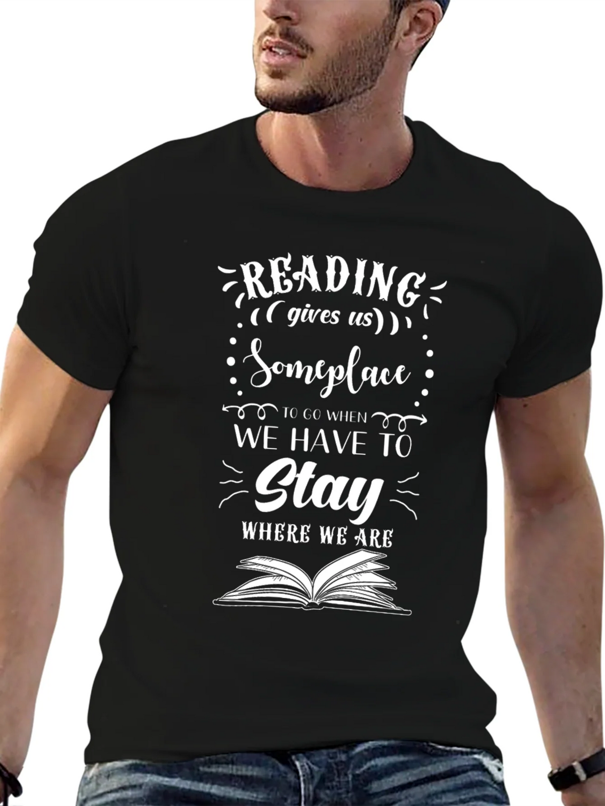 Reading Gives Us Someplace Black Graphic Tee product image 6
