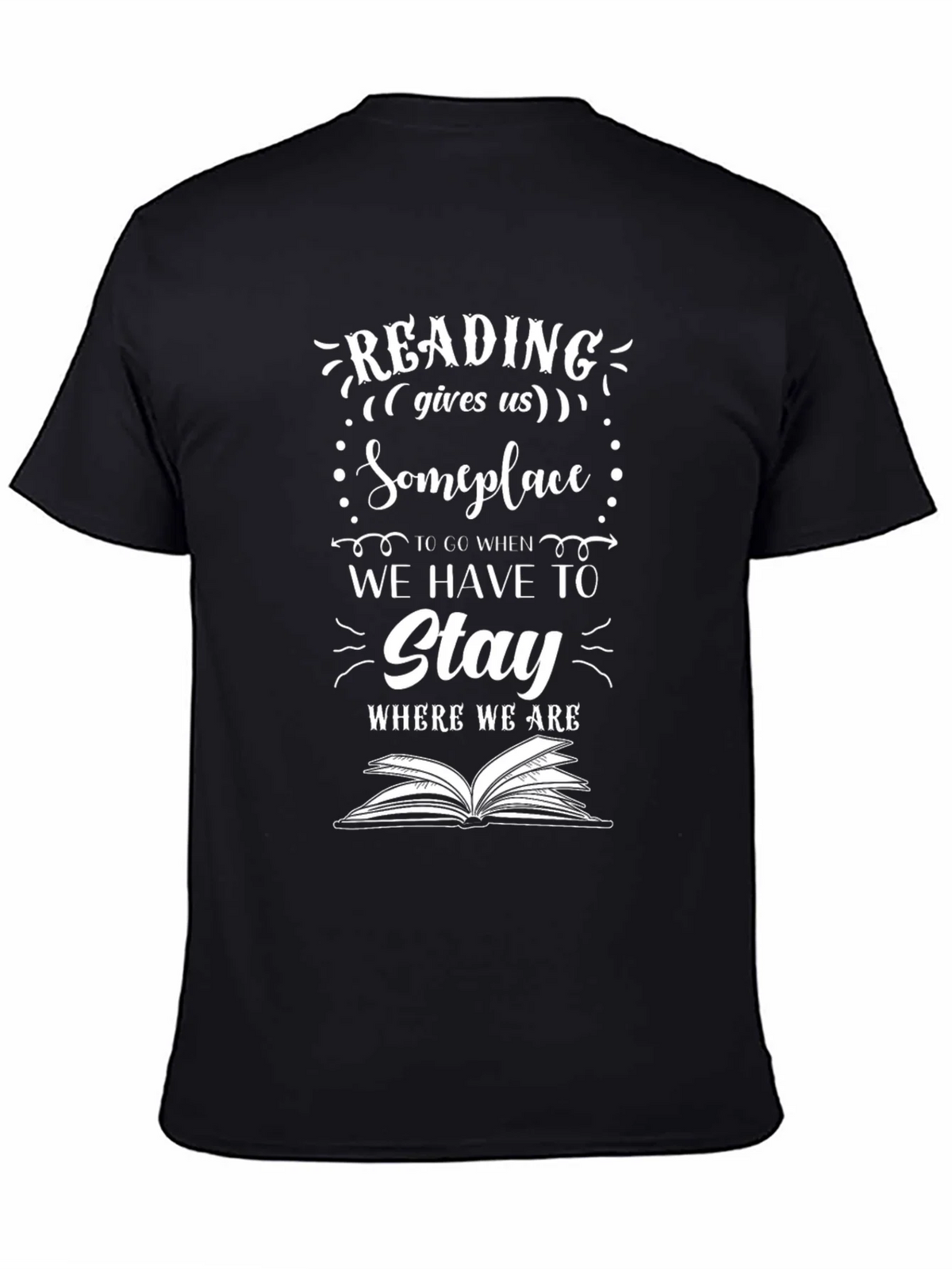 Reading Gives Us Someplace Black Graphic Tee product image 4